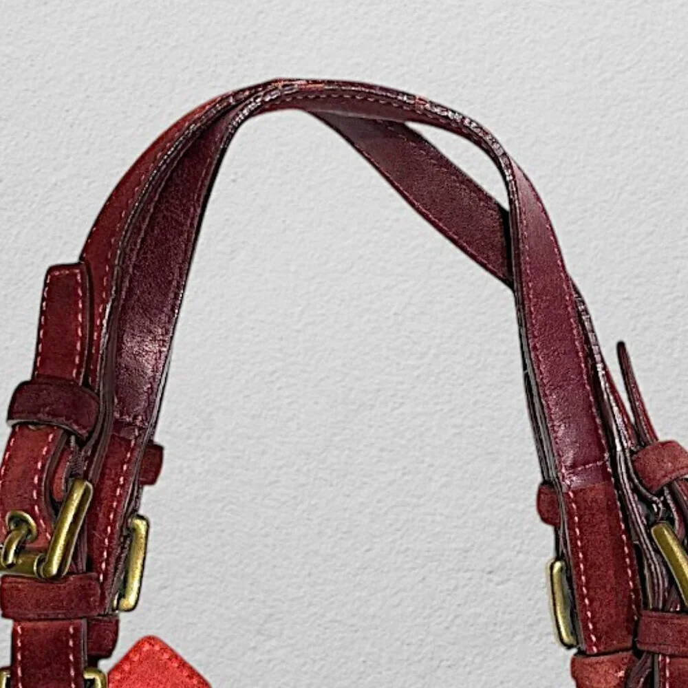 Coach 8B03 Burgundy Suede Hampton Bordeaux Tote - Picture 12 of 15
